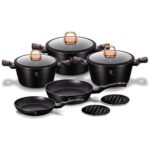 BerlingerHaus Black Rose Collection Márvány bevonatos edénykészlet, 10 db