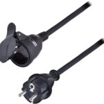 Solight hosszabbító vezeték – kapcsoló, 30 m, 3 x 1,5 mm2, gumi, fekete