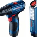 Bosch Professional 06019G8002 GSR 120-LI akkus fúró + GLI 12V-300 lámpa + koffer (2 × 2 Ah)